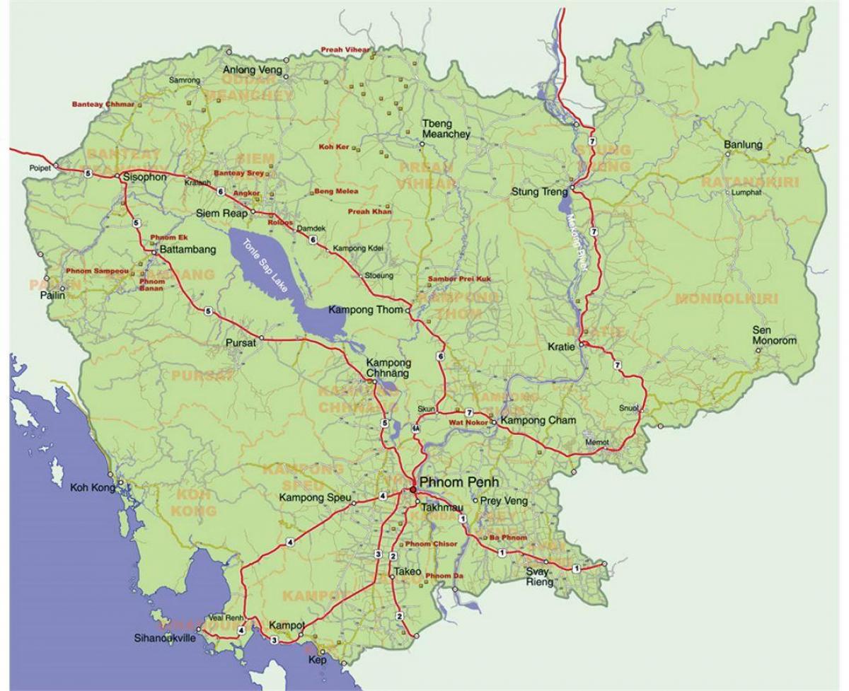 დეტალური რუკა კამბოჯის